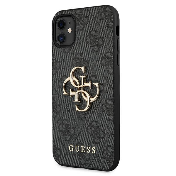 Hülle GUESS Apple iPhone 11 4G Großes Metall Logo Grau Hardcase