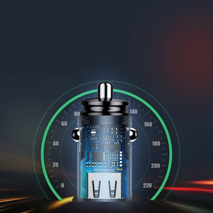 Baseus Circular Smart Mini Auto Ladegerät Autoadapter 2x USB QC3.0 Quick Charge 3.0 SCP AFC 30W schwarz (CCALL-YD01)