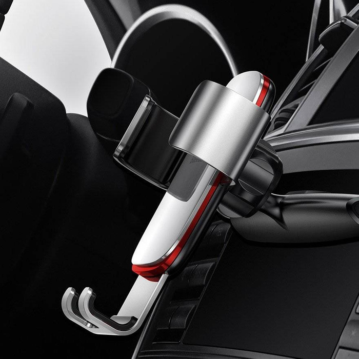 Baseus Metal Age Gravity Car Mount Metallo Gravity Car Mount per CD Slot Argento (SUYL-J0S)
