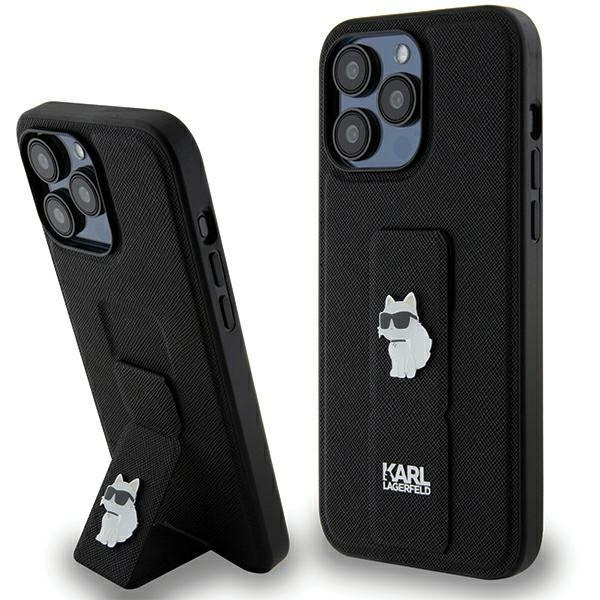 Etui Karl Lagerfeld KLHCP13XGSACHPK iPhone 13 Pro Max 6.7" czarny/black hardcase Gripstand Saffiano Choupette Pins Case