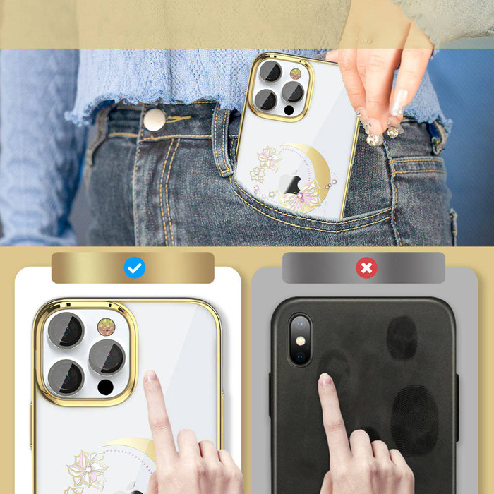 Kingxbar Moon Series luxury case with Swarovski crystals for iPhone 13 Pro gold (Butterfly)