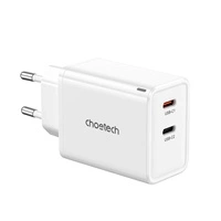 Choetech PD6013 2x caricabatterie da muro USB-C PD 65W GaN - bianco