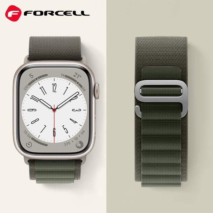 FORCELL F-DESIGN FA13 pasek do APPLE Watch 42 / 44 / 45 / 49 mm zielony