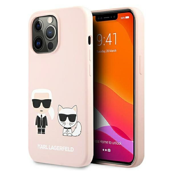 Coque KARL LAGERFELD Apple iPhone 13 Pro Max Silicone Ikonik Karl & Choupette MagSafe Pink Hardcase