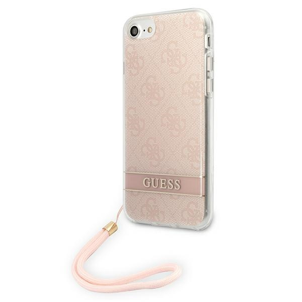 Hülle GUESS Apple iPhone SE 2022 SE 2020 7 8 4G Print Strap Pink Hardcase