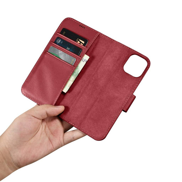 iCarer Wallet Case 2in1 iPhone 14 Flip Housse en cuir Anti-RFID rouge (WMI14220725-RD)