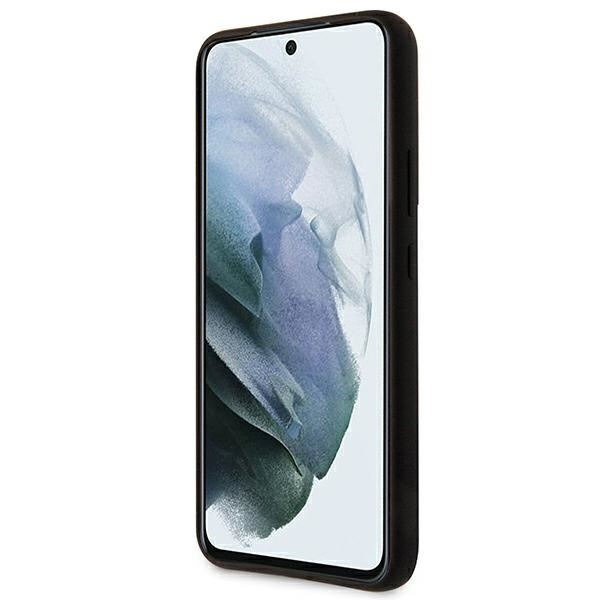 Telefontok GUESS Samsung Galaxy S22 Plus szilikon Script fém logó, fekete kemény tok