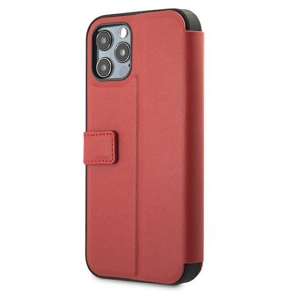 FERRARI Apple iPhone 12 Pro Max Buch Off Track Perforierte FEOGOFLBKP12LRE Rotes Hülle