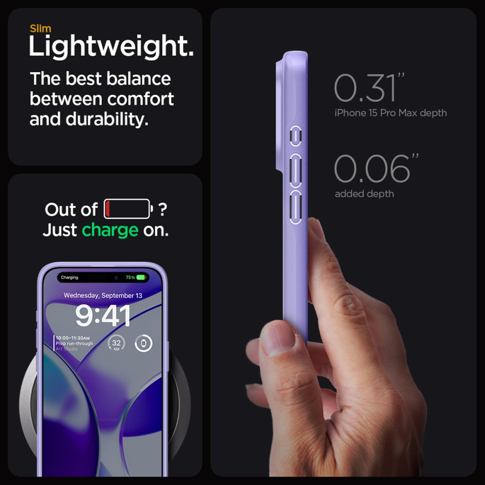 Coque iPhone 15 Pro Max Spigen Thin Fit Iris Purple