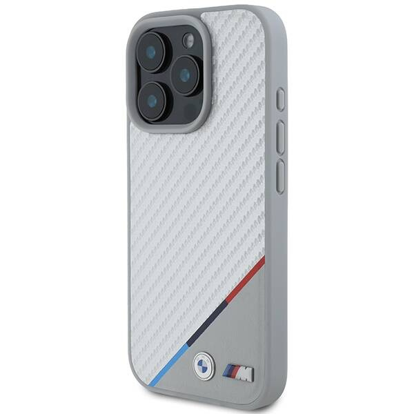 Coque BMW iPhone 16 Pro 6.3" gris/gris durcase M Carbon Tricolor Line MagSafe