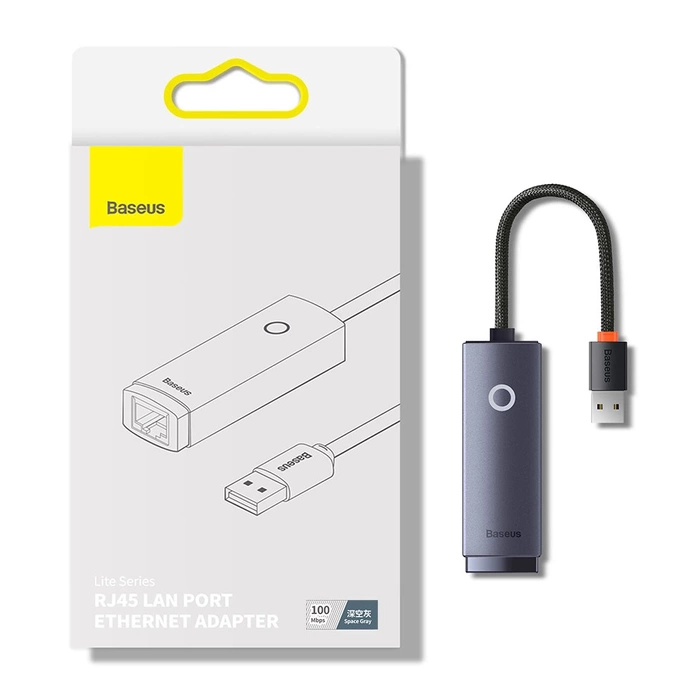 [APRÈS RETOUR] Adaptateur USB Baseus Lite Series - prise LAN RJ45 100Mbps gris (WKQX000013)