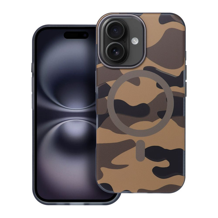 Etui na iPhone 16 Forcell F-Protect Levels Dual Layer 4D technology zgodny z MagSafe Military Drop-Test desert camo