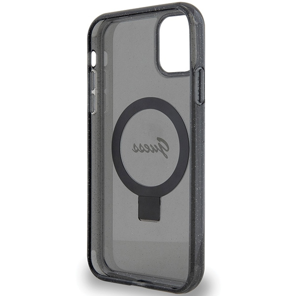Etui Guess GUHMN61HRSGSK iPhone 11 / Xr 6.1" czarny/black hardcase Ring Stand Script Glitter MagSafe Case