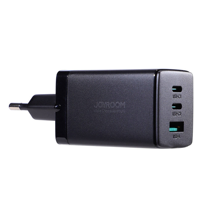 Caricabatterie rapido Joyroom GaN 65W USB, 2x USB C nero + cavo USB C - USB C 100W 1.2m (TCG01)