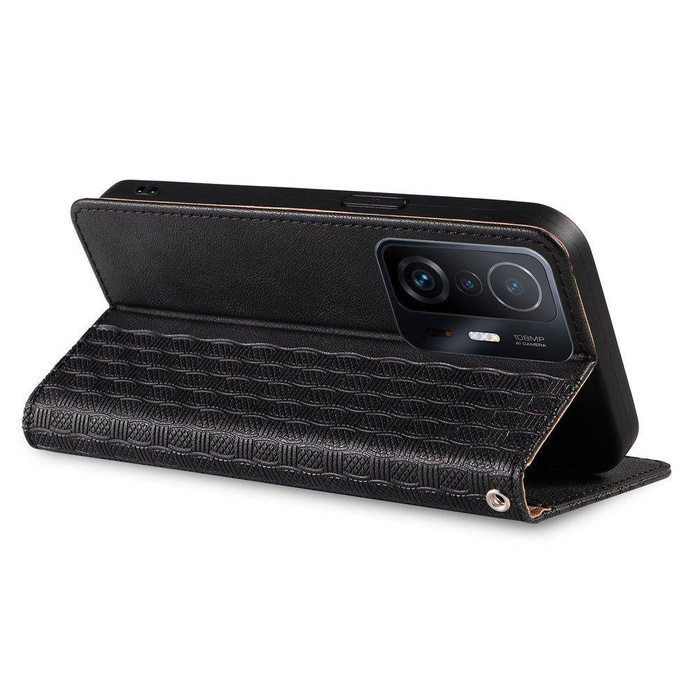 Étui à sangle aimantée pour Xiaomi Redmi Note 11 Pro Pouch Wallet + Mini Longe Pendentif Noir