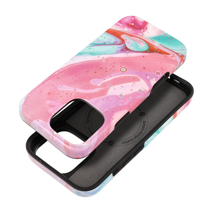 Etui na iPhone 16 PRO MAX Forcell F-Protect Mirage zgodny z MagSafe Military Drop-Test pink marble
