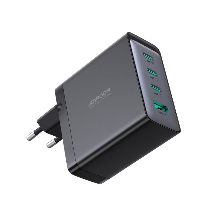 Joyroom JR-TCG04EU Caricatore GaN 100W 3x USB-C Cavo USB-A + USB-C / USB-C 100W - nero