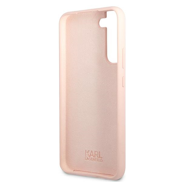 Cover KARL LAGERFELD Custodia rigida rosa per Samsung Galaxy S22 Plus in silicone con testa di Karl