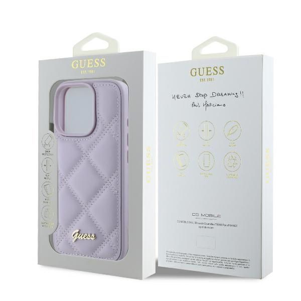 Etui Guess iPhone 16 Pro 6.3" jasnofioletowy/light purple hardcase Quilted Metal Logo