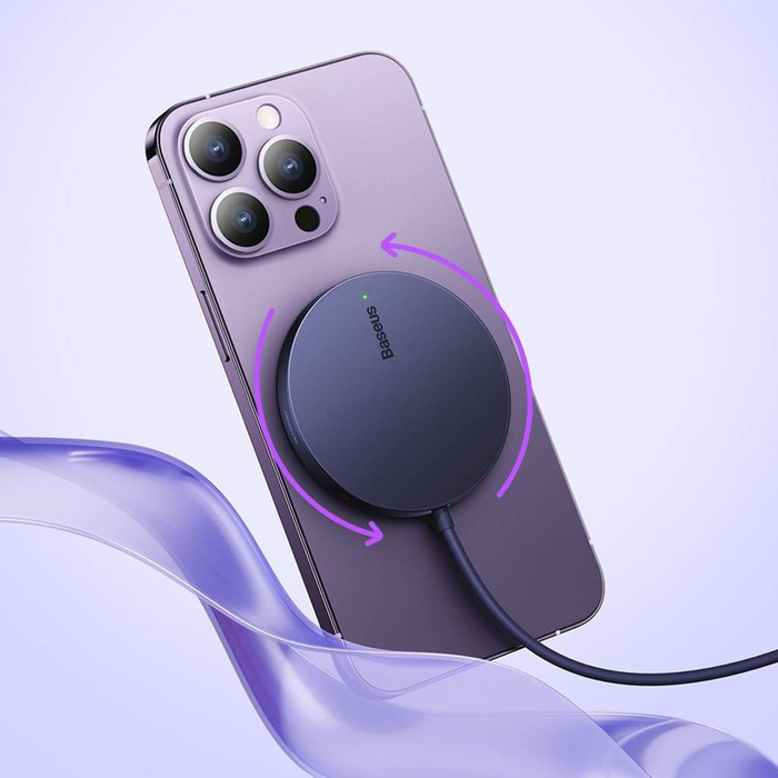 Chargeur magnétique Baseus Simple Mini3 MagSafe Qi 15W violet