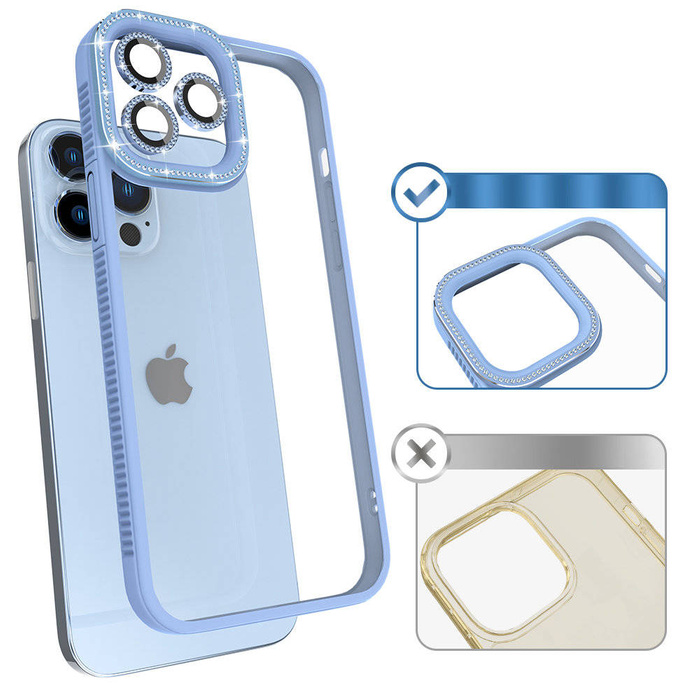 Kingxbar Sparkle Series coque iPhone 13 Pro avec cristaux coque arrière bleu