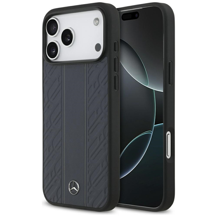 Etui Mercedes Leather Laurel Leaves      Stripes MagSafe do iPhone 17 Pro Max niebieski