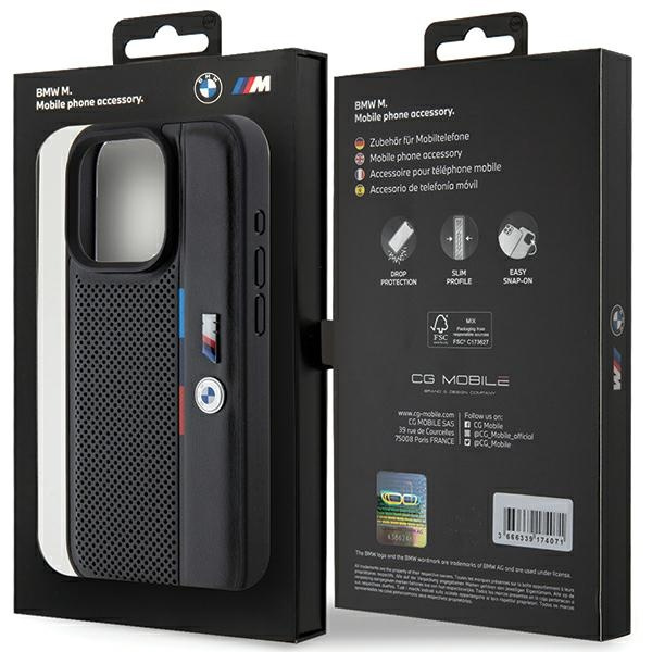Cover Bmw Bmhcp15x23pupvk IPhone 15 Pro Max 6,7" nero/nero durocase linea tricolore perforata Case