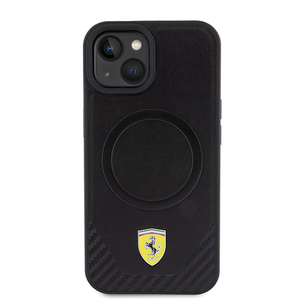 Cover Ferrari FEHMP15SPTEK iPhone 15 6,1" nero/nero durocase Carbon Metal Logo MagSafe Case