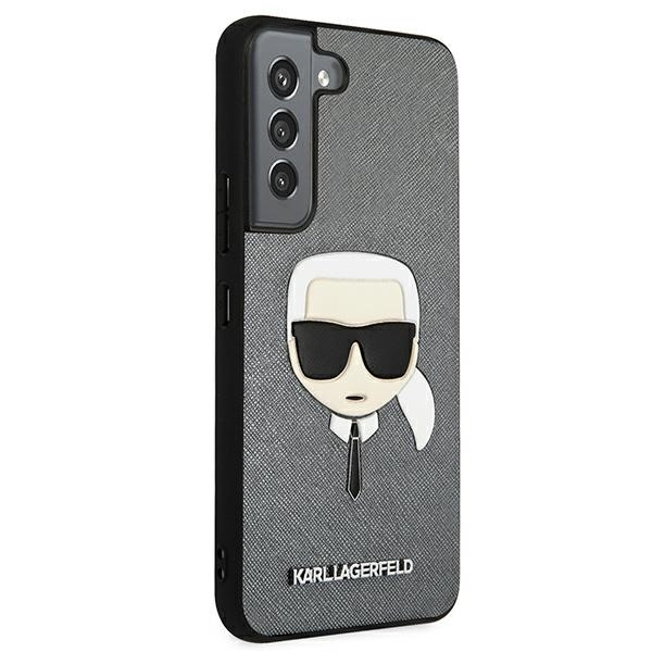 Telefontok KARL LAGERFELD Samsung Galaxy S22 Plus Saffiano Ikonik Karl's Head ezüst kemény tok