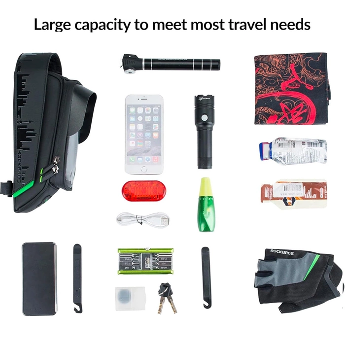 Borsa da bicicletta Rockbros 029-1BK per telaio con copertura per telefono - nera