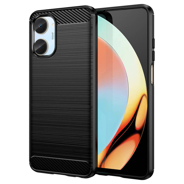 Custodia Carbon Case per Realme 10 cover in carbonio flessibile in silicone nero