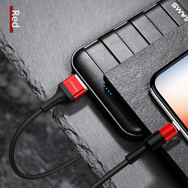 Câble Tressé USAMS Apple Lightning 2A 1.2m U5 SJ220IP02 US-SJ220 Rouge