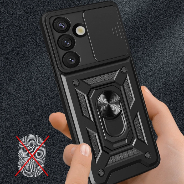 Hybrid Armor Camshield with Stand and Camera Cover for Nothing Phone (3a) 5G - Black