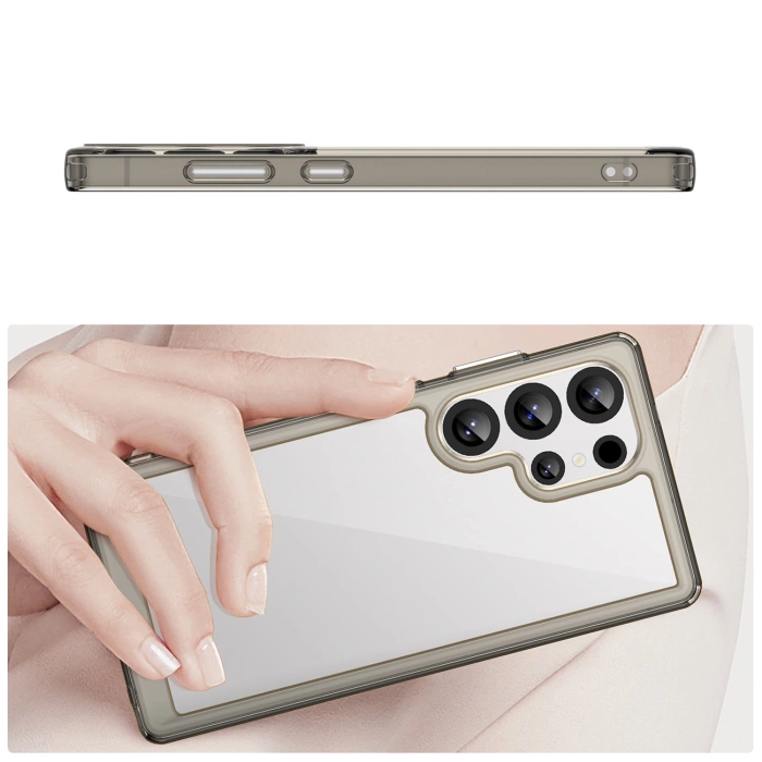 Outer Space Silikonhülle mit Gelrahmen für Samsung Galaxy S25 Ultra – Transparent und Schwarz