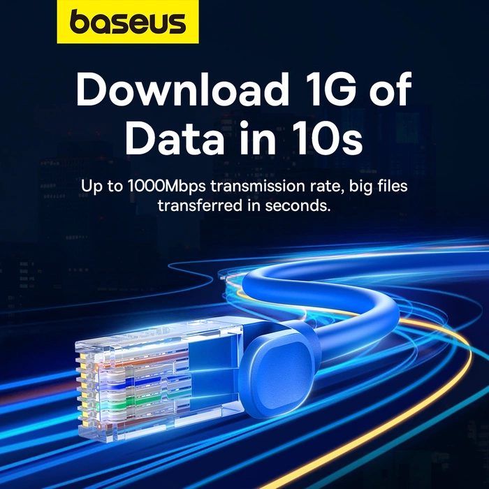 Baseus High Speed ​​​​Cat 6 RJ-45 1000Mb/s Ethernet kabel 3m kulatý - modrý
