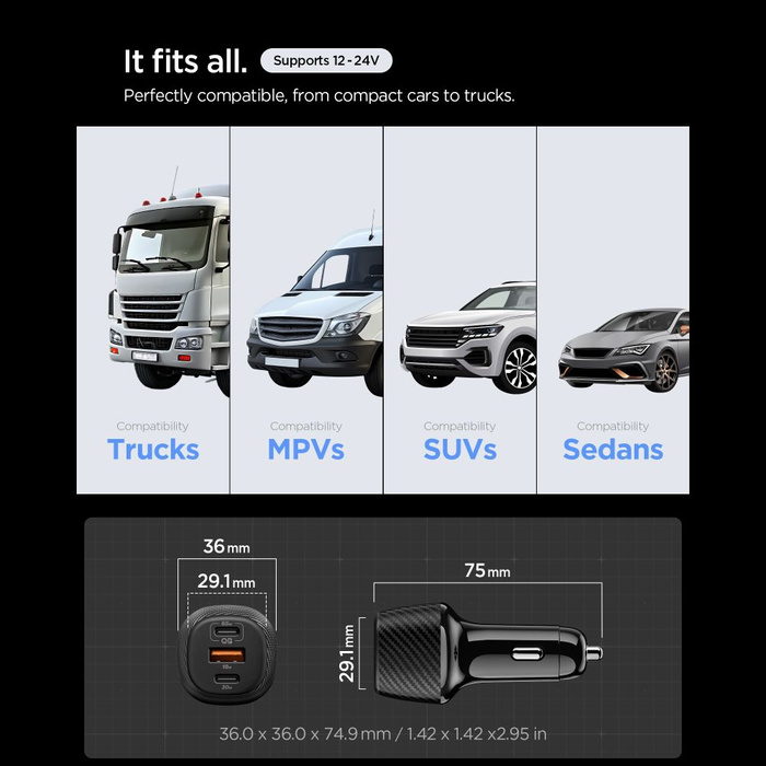 Spigen ESSENTIAL EV1133 CARGADOR DE COCHE DE 3 PUERTOS 113W NEGRO