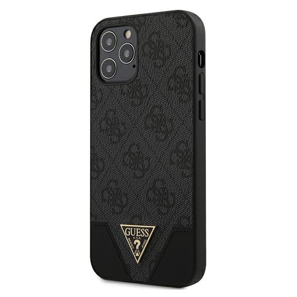 Case GUESS Apple iPhone 12 12 Pro 6.1 4G Triangle Collection GUHCP12MPU4GHBK Grey Hardcase