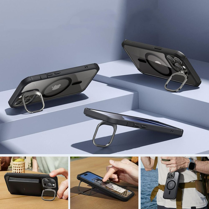 Obal Esr Armor Tough Kickstand Halolock MagSafe iPhone 15 Pro Čirý/černý Case