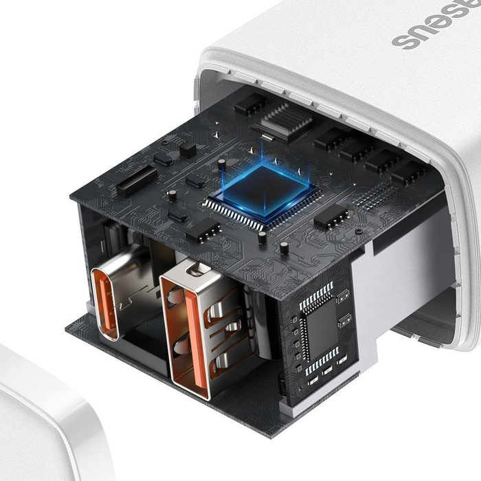 Baseus Compact Fast USB / USB Type C Ladegerät 20W 3A Power Delivery Quick Charge 3.0 weiß (CCXJ-B02)