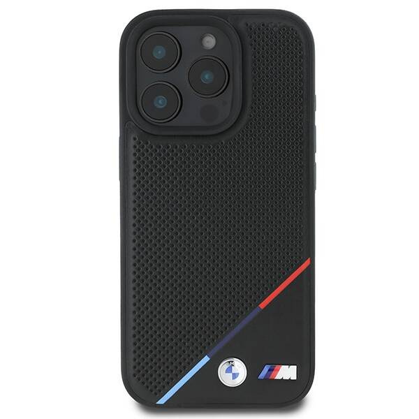Coque BMW iPhone 16 Pro 6.3" noir/noircase M Perforated Tricolor Line MagSafe