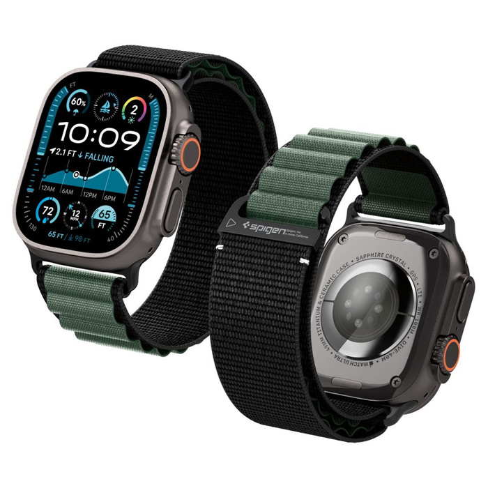 Spigen WBF1 BAND Apple Watch 6 / 7 / 8 / 9 / 10 / SE / ULTRA 1 / 2 (44 / 45 / 46 / 49 MM) NEGRO/VERDE