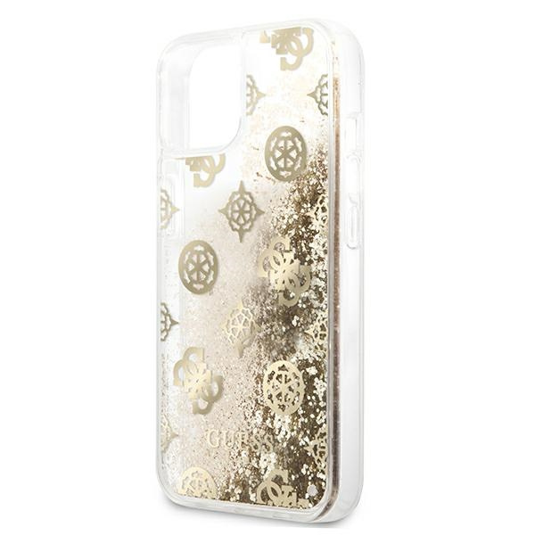 Cover GUESS Apple iPhone 13 Mini Peony Liquid Glitter Gold Hardcase
