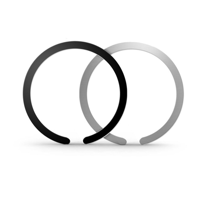 TECH-PROTECT METALPLATE MagSafe UNIVERSAL MagNETIC RING 2-PACK BLACK & SILVER
