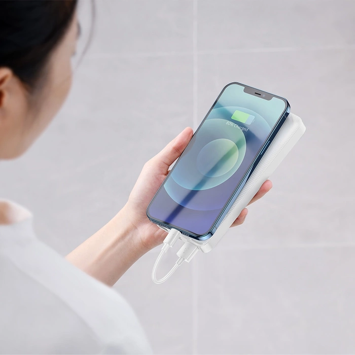 Baseus Bipow Fast Charging Power Bank 20000mAh 15W bílá (Overseas Edition) + USB-A - Micro USB 0,25m kabel bílý (PPBD050102)