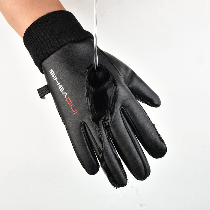 Men's insulated, anti-slip telephone gloves - black