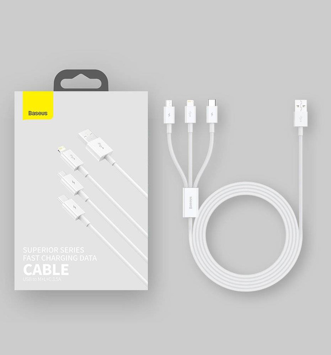 Baseus Superior Cable USB - Lightning / micro USB / USB Tipo 3,5 A 1,5m Blu (CAMLTYS-03)