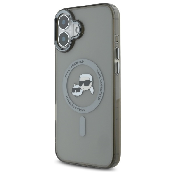 Karl Lagerfeld KLHMP16SHLSKCK iPhone 6.1" czarny/black hardcase IML Metal Karl&Choupette Head MagSafe