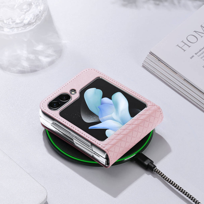Samsung Galaxy Z Flip5 5G Flip Leather Case Wallet Back Cover Dux Ducis Bril - Rosa