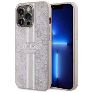 Case Guess GUHMP13LP4RPSP iPhone 13 Pro / 13 6.1" pink/pink hardcase 4G Printed Stripes MagSafe Case