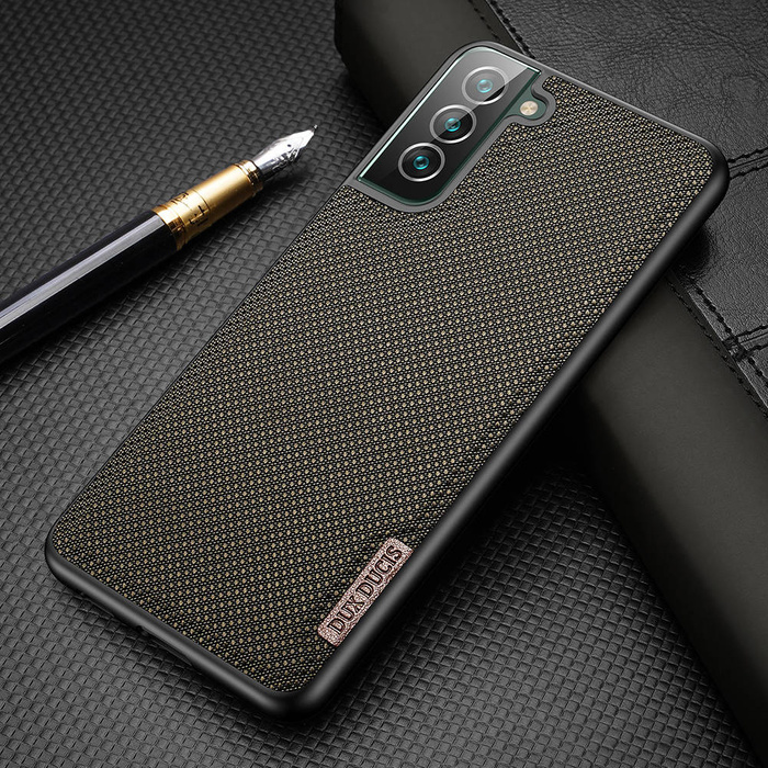 Custodia Dux Ducis Fino rivestita in materiale di nylon per Samsung Galaxy S22+ (S22 Plus) nera